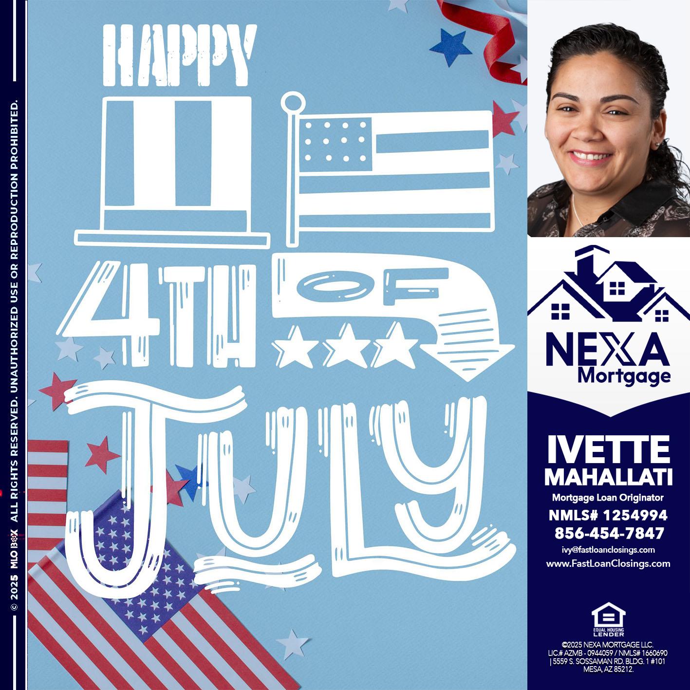 happy 4th of july - Ivette Mahallati -Mortgage Loan Originator