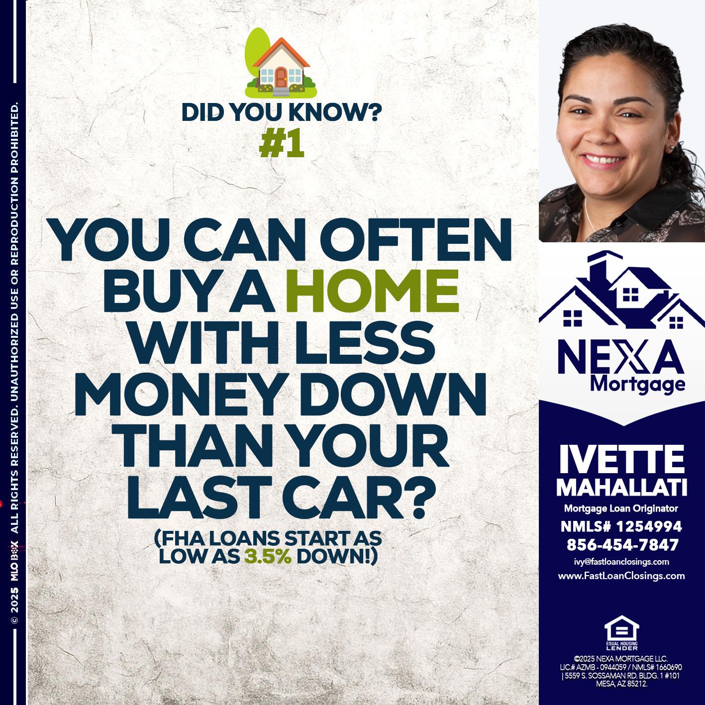 DID YOU KNOW #1 - Ivette Mahallati -Mortgage Loan Originator