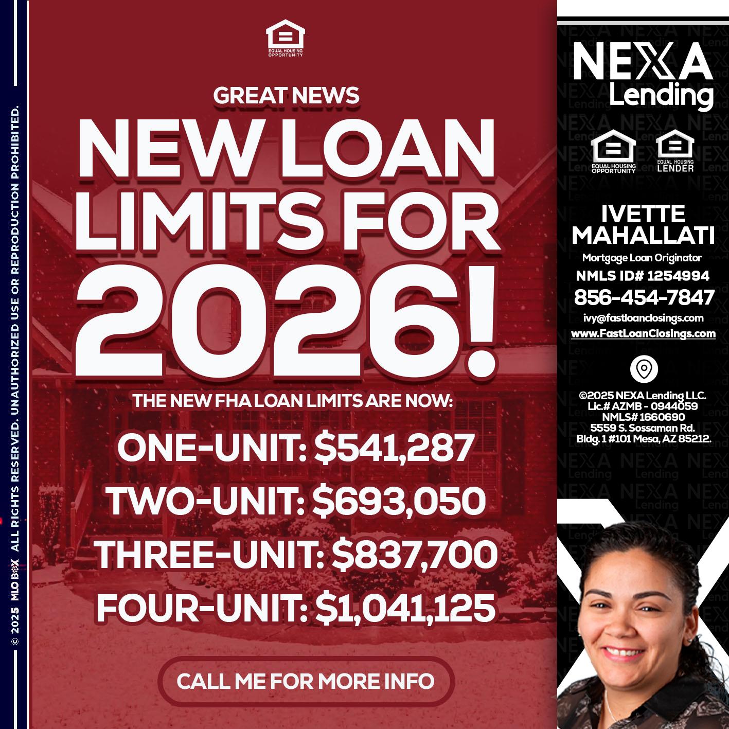 loan limits - Ivette Mahallati -Mortgage Loan Originator
