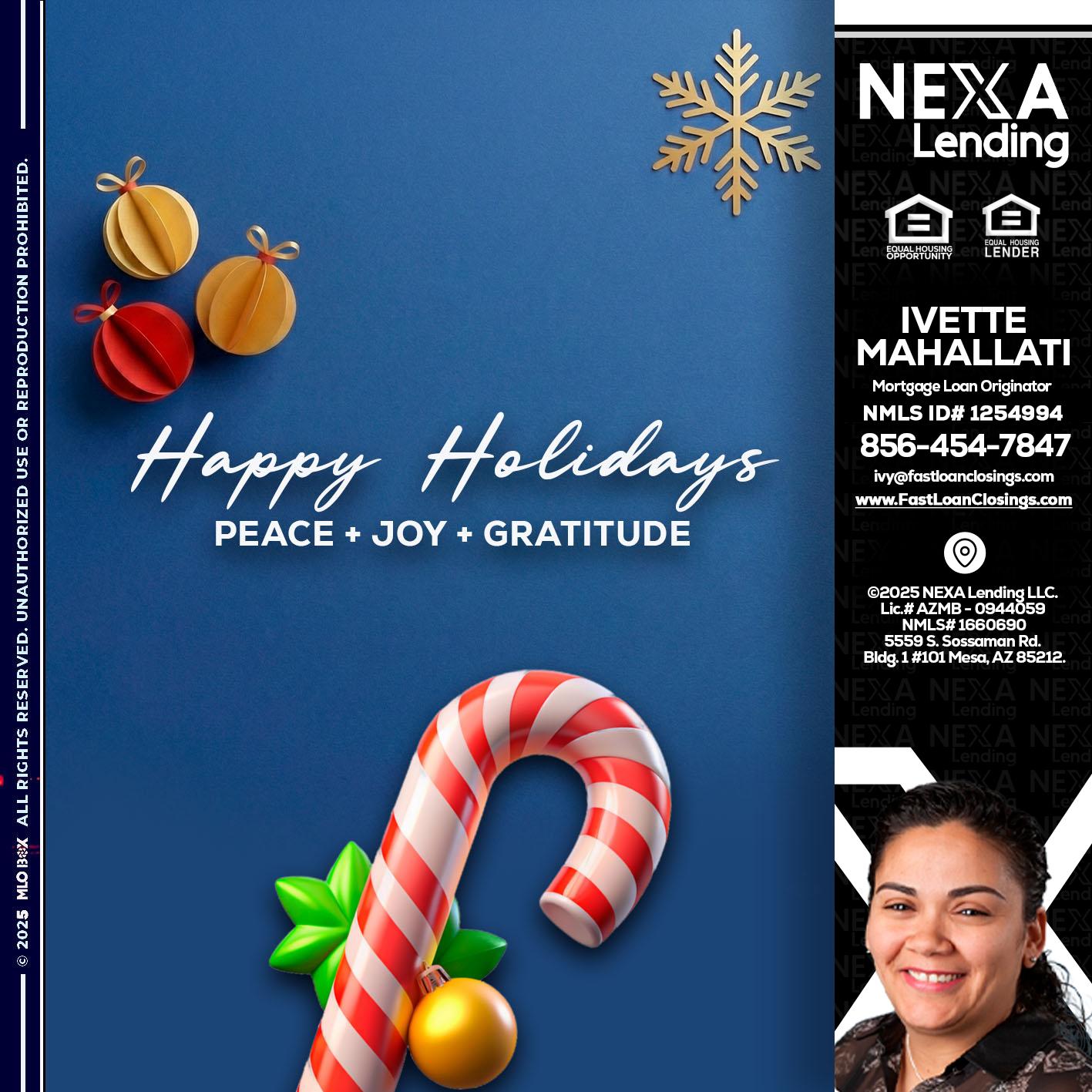 HAPPY HOLIDAYS - Ivette Mahallati -Mortgage Loan Originator