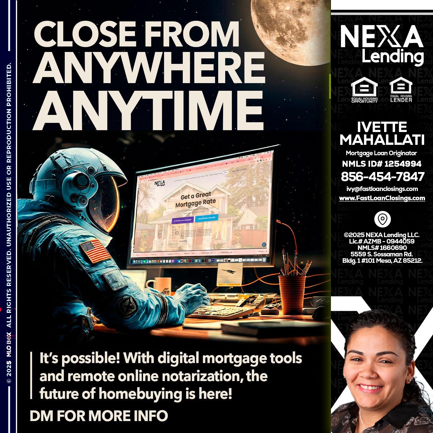 close from - Ivette Mahallati -Mortgage Loan Originator