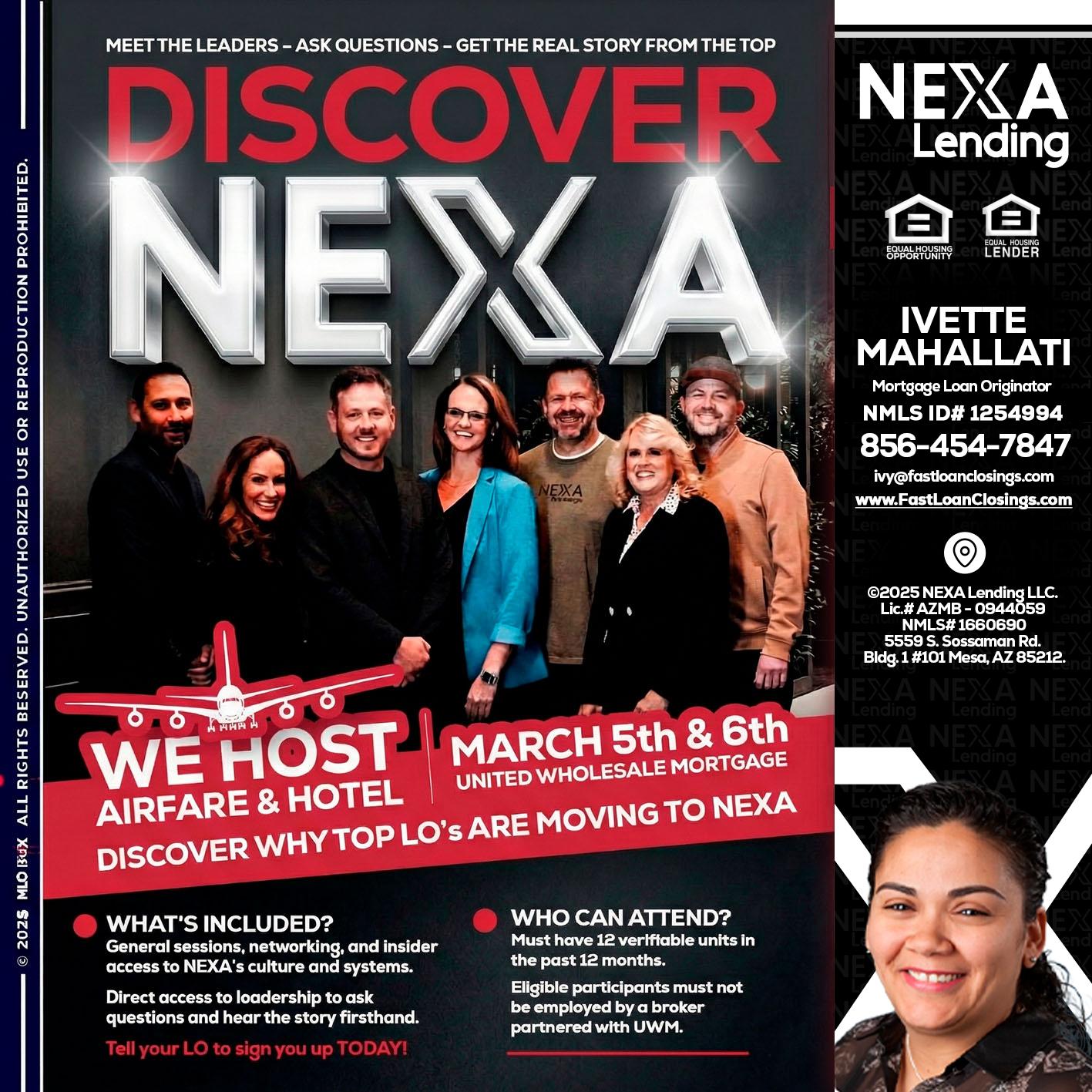 DISCOVER NEXA - Ivette Mahallati -Mortgage Loan Originator