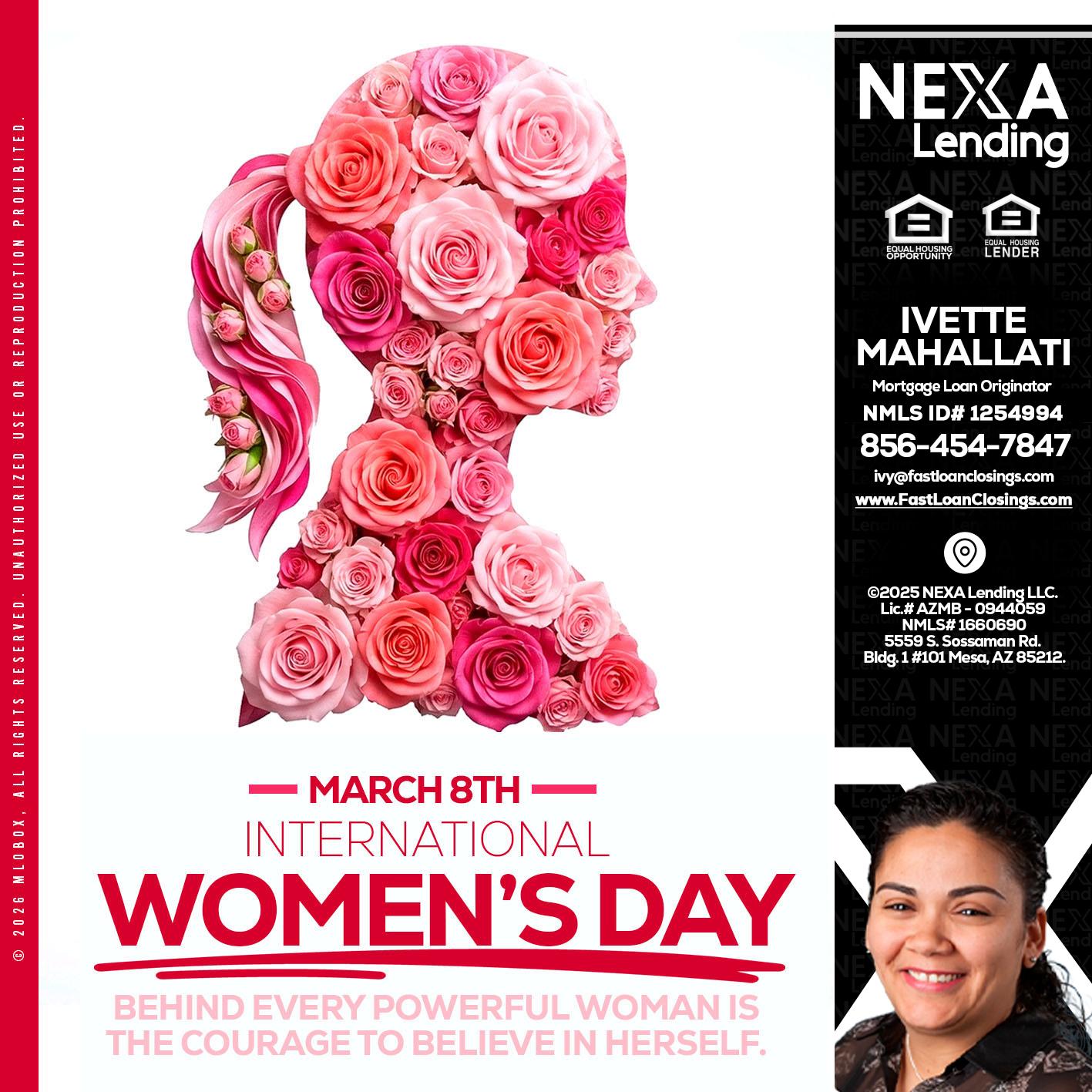 MARCH 8TH - Ivette Mahallati -Mortgage Loan Originator