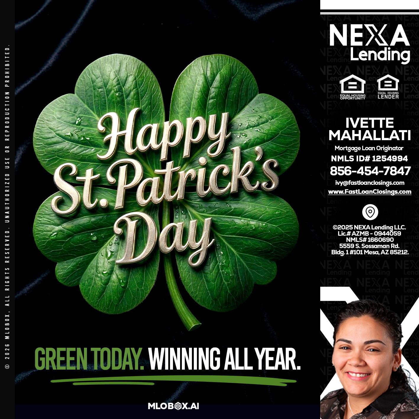 happy st. Patricks day - Ivette Mahallati -Mortgage Loan Originator