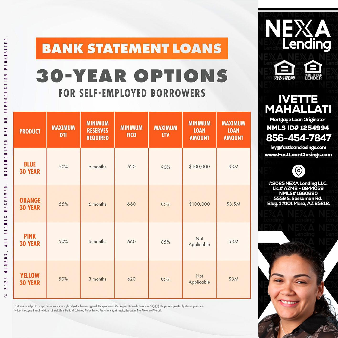 30 YEARS OPTIONS - Ivette Mahallati -Mortgage Loan Originator