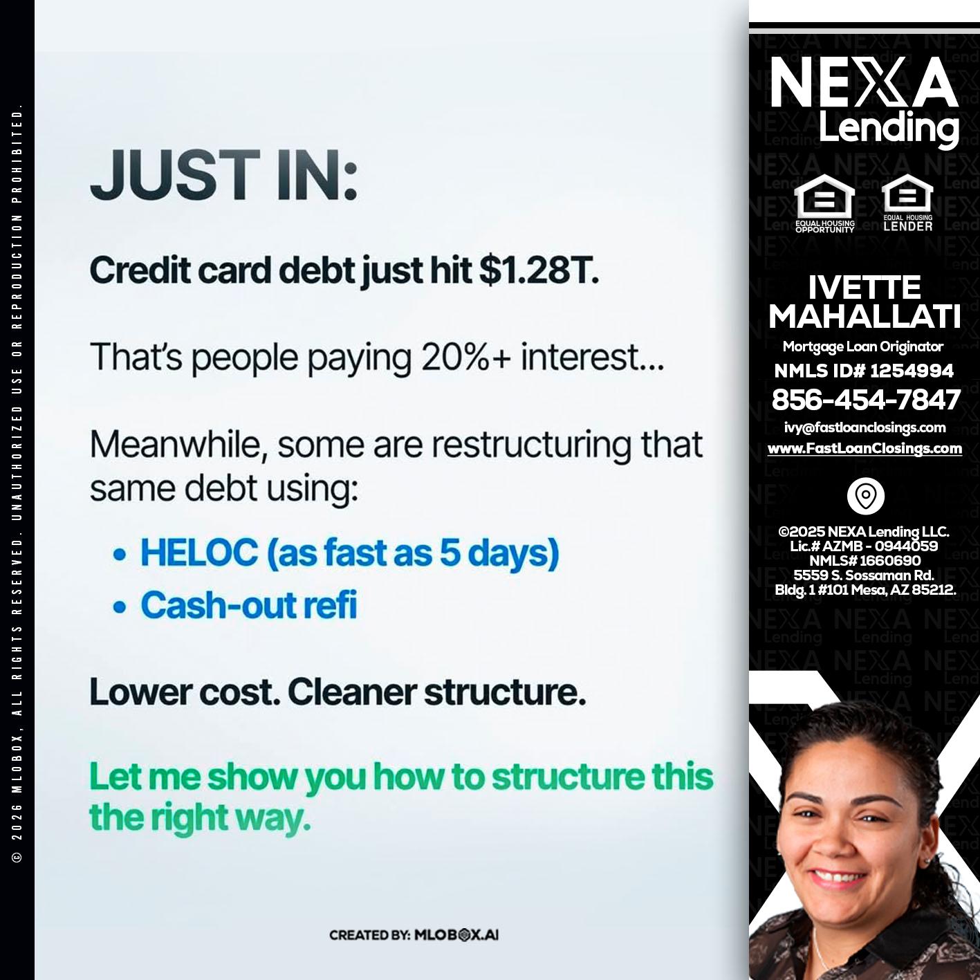 JUST IN - Ivette Mahallati -Mortgage Loan Originator