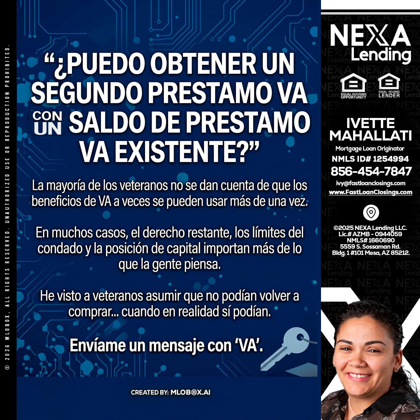 PUEDO OBTENER UN PRESTAMO VA - Ivette Mahallati -Mortgage Loan Originator