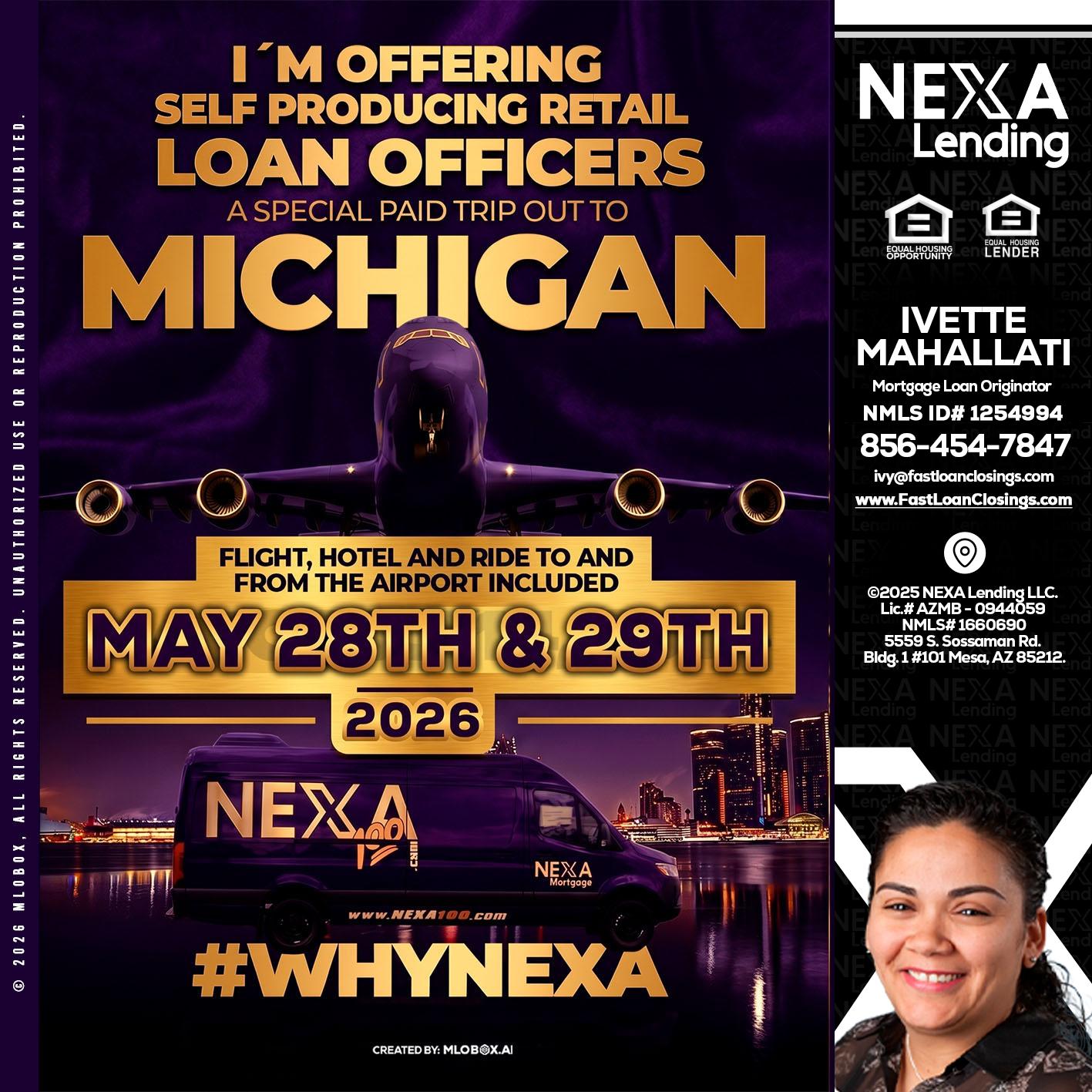 MICHIGAN - Ivette Mahallati -Mortgage Loan Originator
