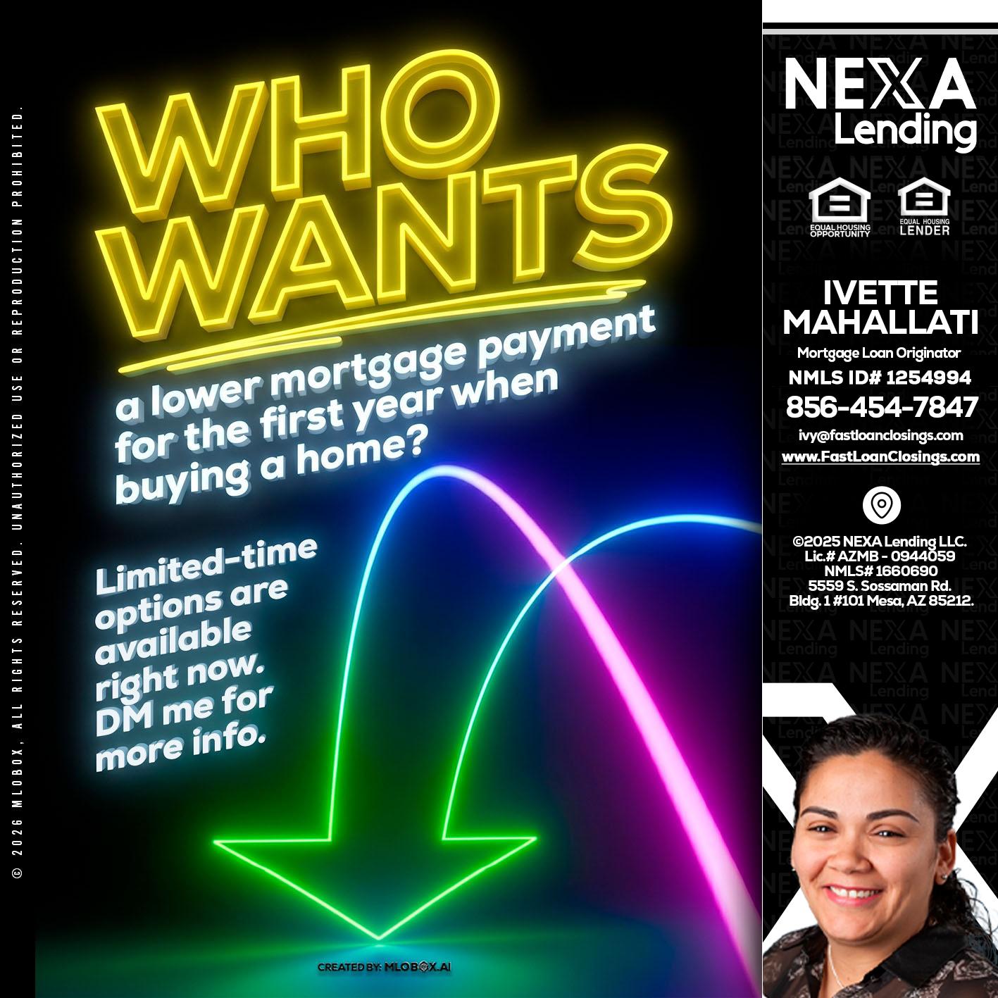 WHO WANTS - Ivette Mahallati -Mortgage Loan Originator