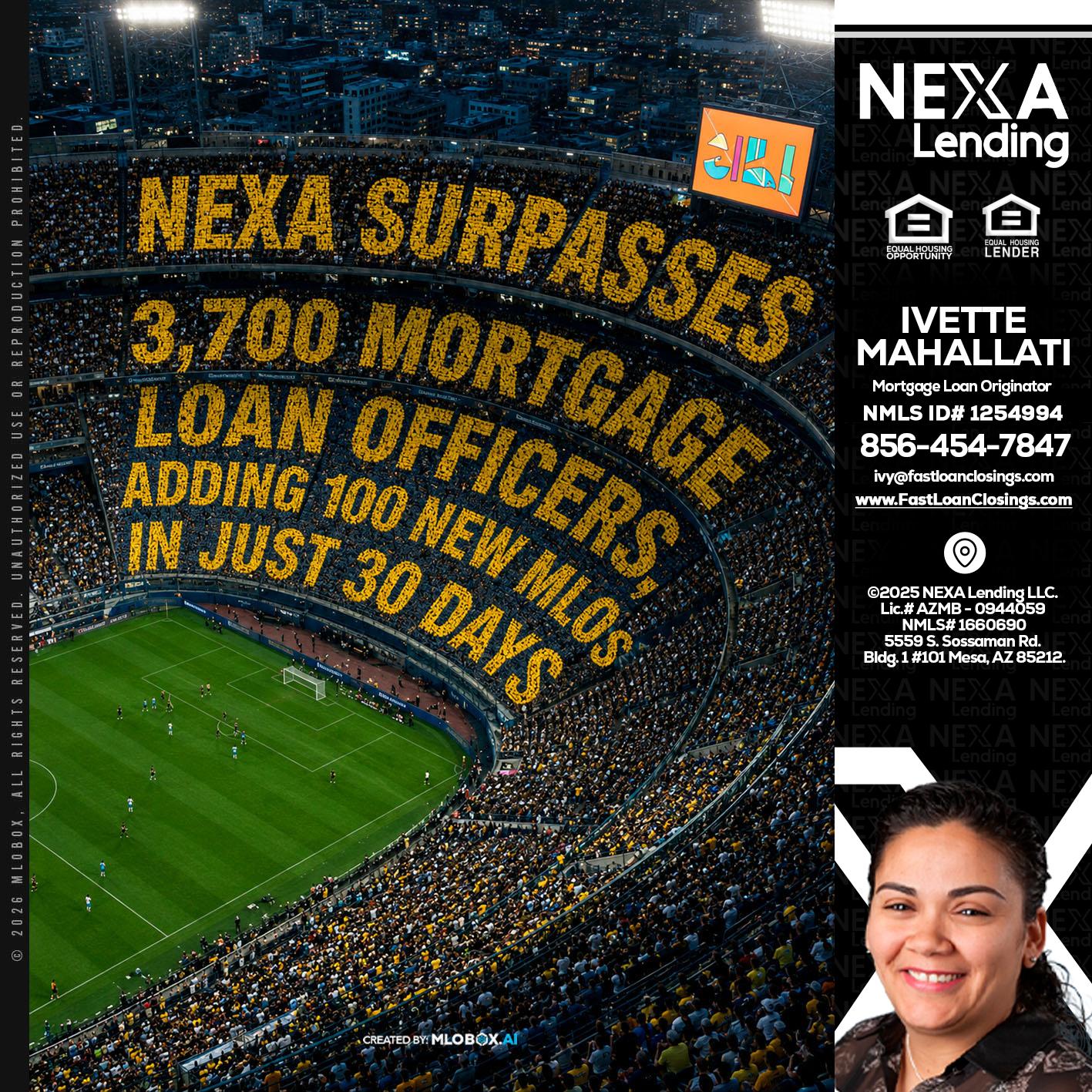 NEXA SURPASSES - Ivette Mahallati -Mortgage Loan Originator