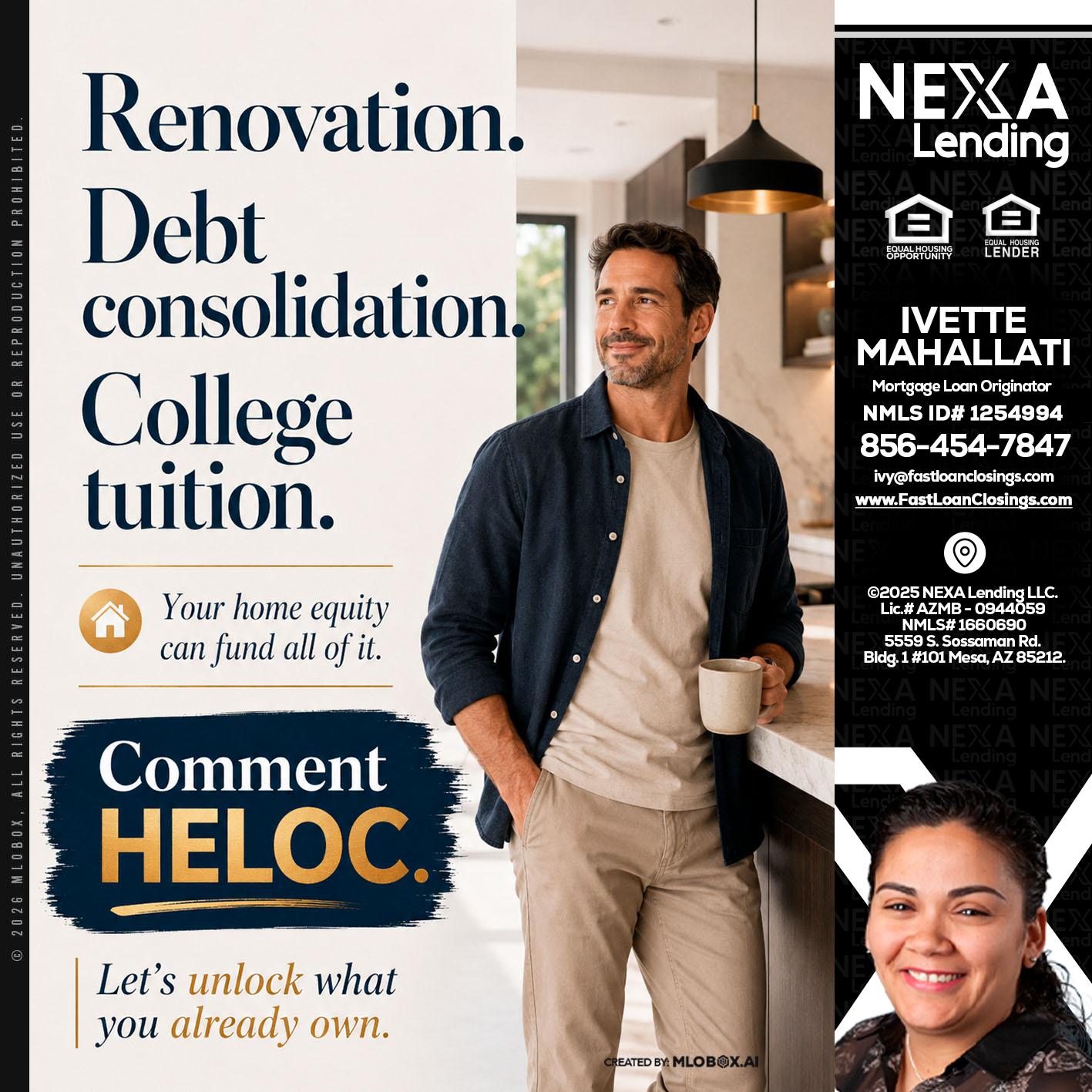 RENOVATION DEBT - Ivette Mahallati -Mortgage Loan Originator