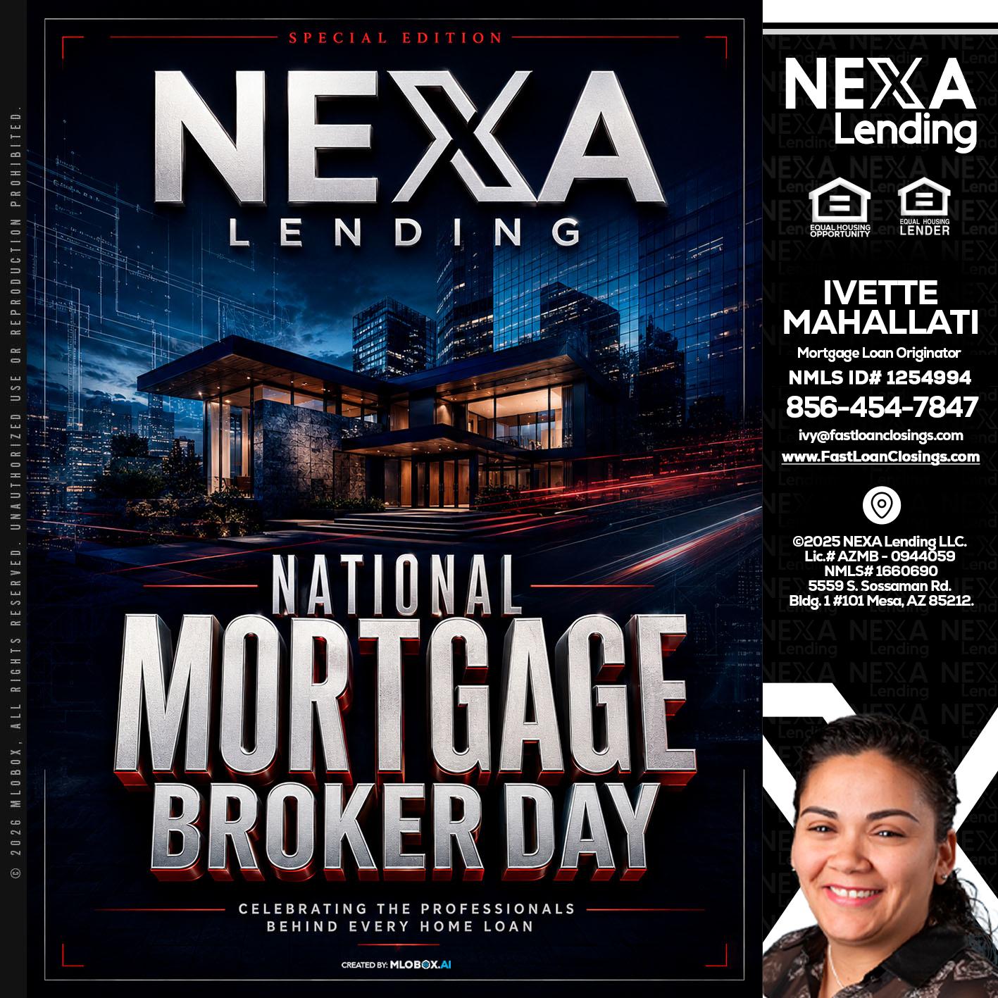 NATIONAL MORTGAGE BROKER DAY - Ivette Mahallati -Mortgage Loan Originator