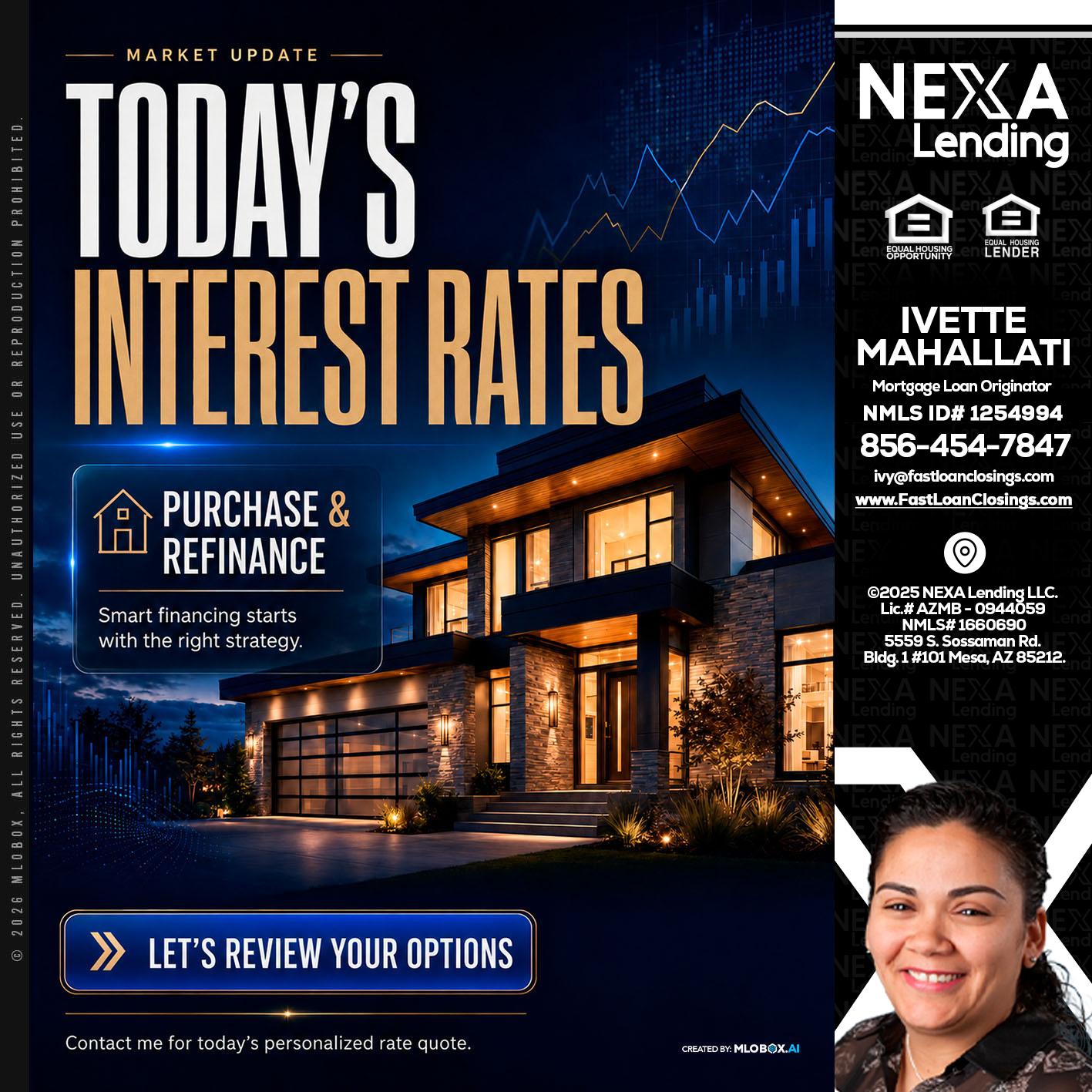 TODAYS RATES - Ivette Mahallati -Mortgage Loan Originator
