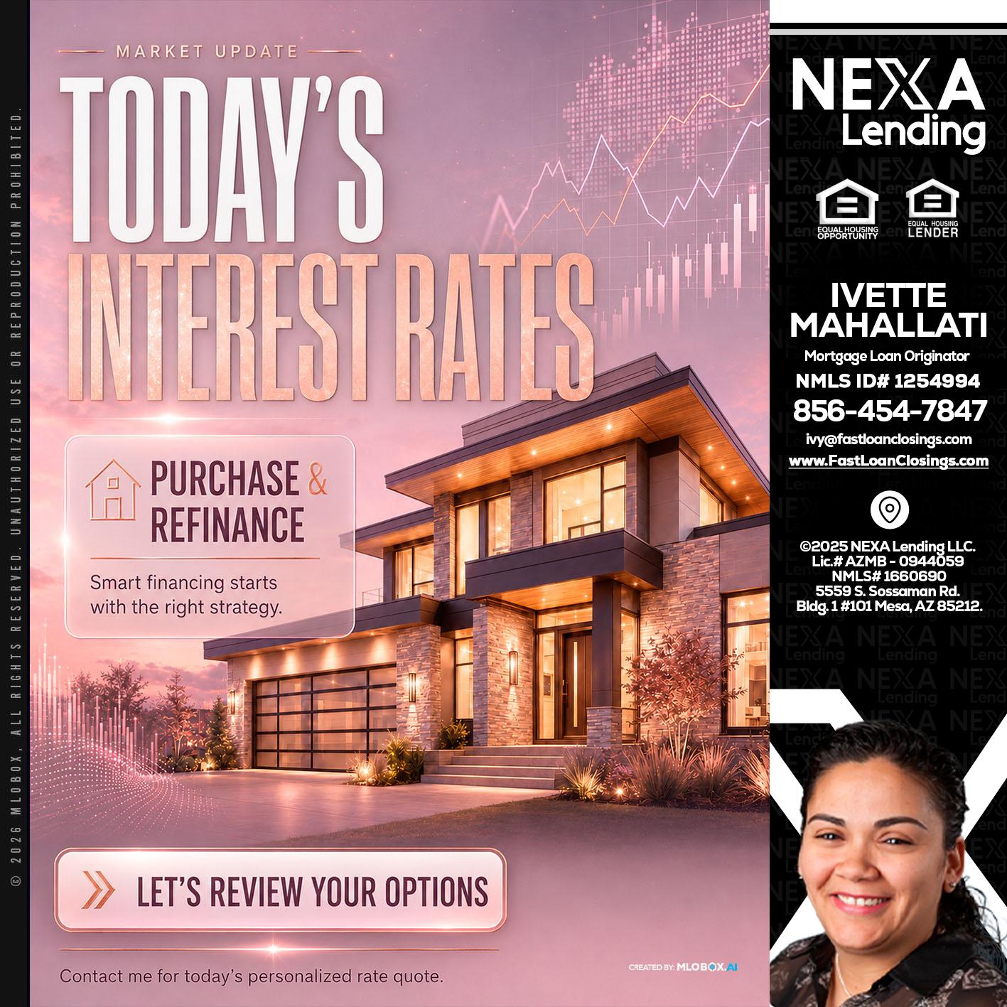 todays interest rates - Ivette Mahallati -Mortgage Loan Originator