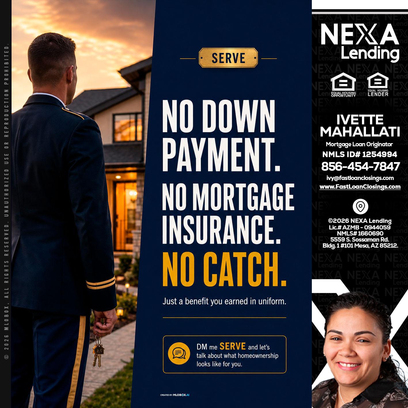 NO DOWN PAYMENT - Ivette Mahallati -Mortgage Loan Originator