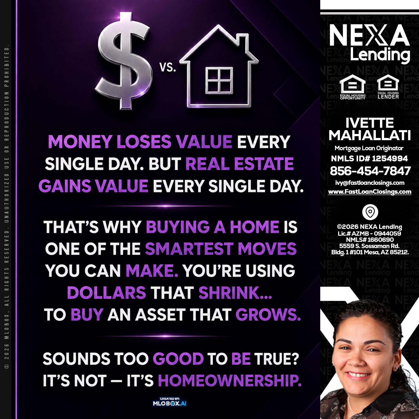 MONEY LOSES - Ivette Mahallati -Mortgage Loan Originator