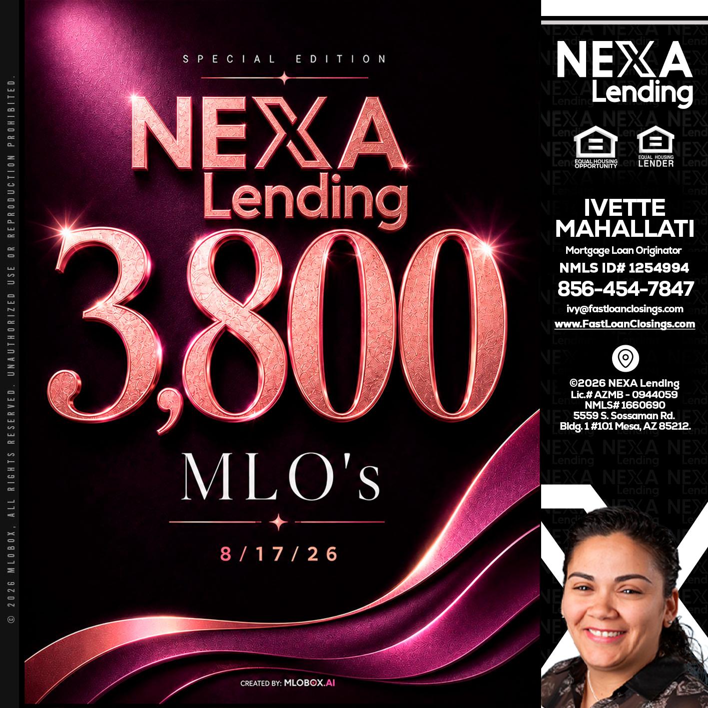3800 MLOs - Ivette Mahallati -Mortgage Loan Originator