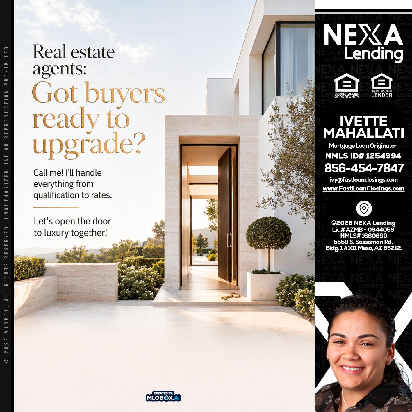 REAL ESTATE AGENTS - Ivette Mahallati -Mortgage Loan Originator