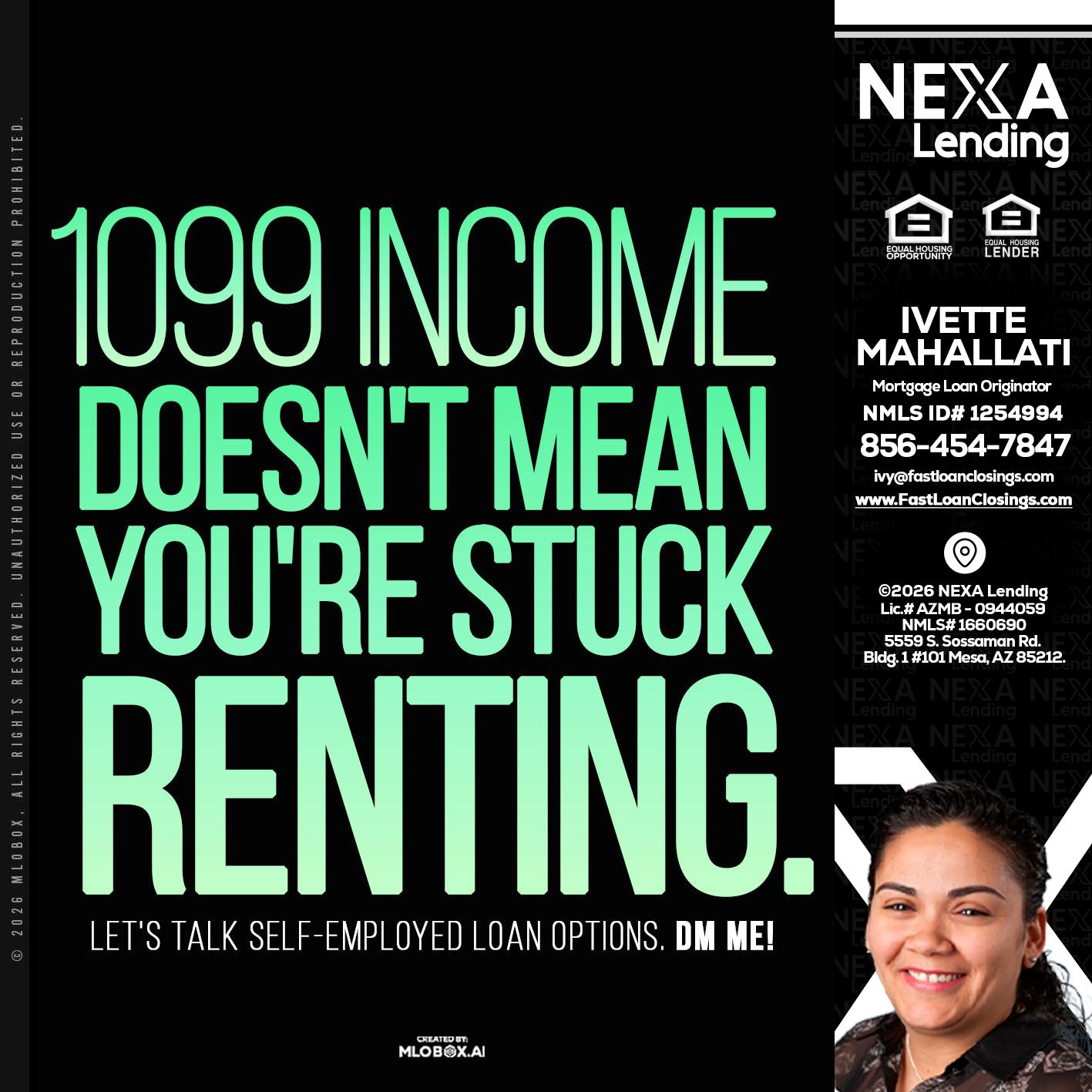1099 income - Ivette Mahallati -Mortgage Loan Originator
