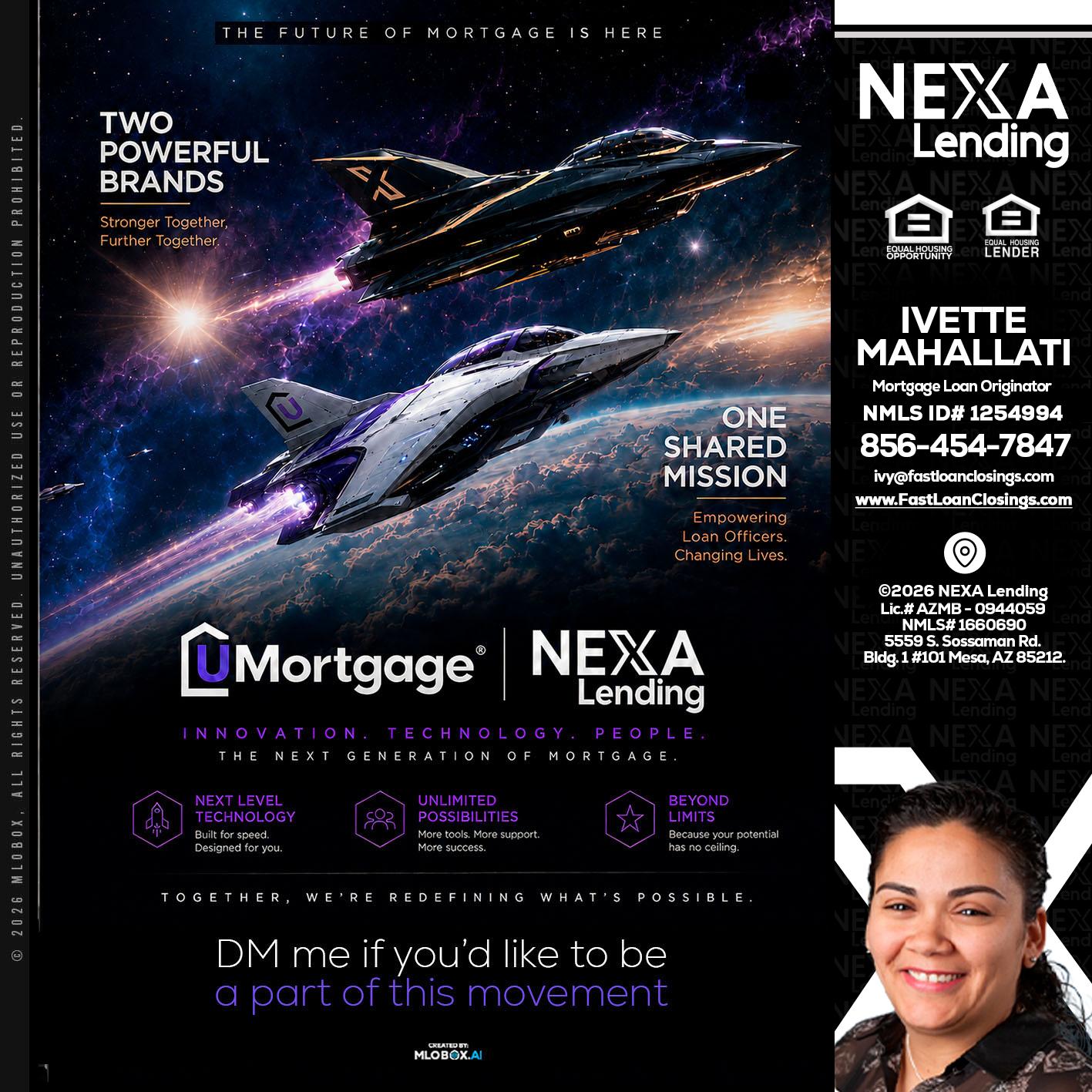 U Mortgage + NEXA lending - Ivette Mahallati -Mortgage Loan Originator