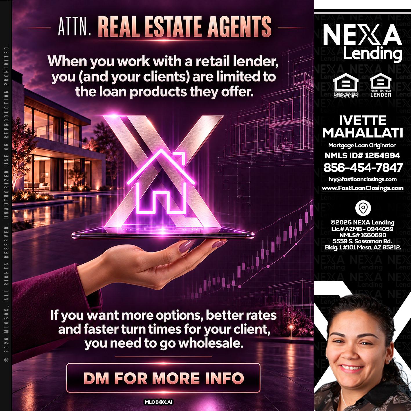 REAL ESTATE AGENTS - Ivette Mahallati -Mortgage Loan Originator